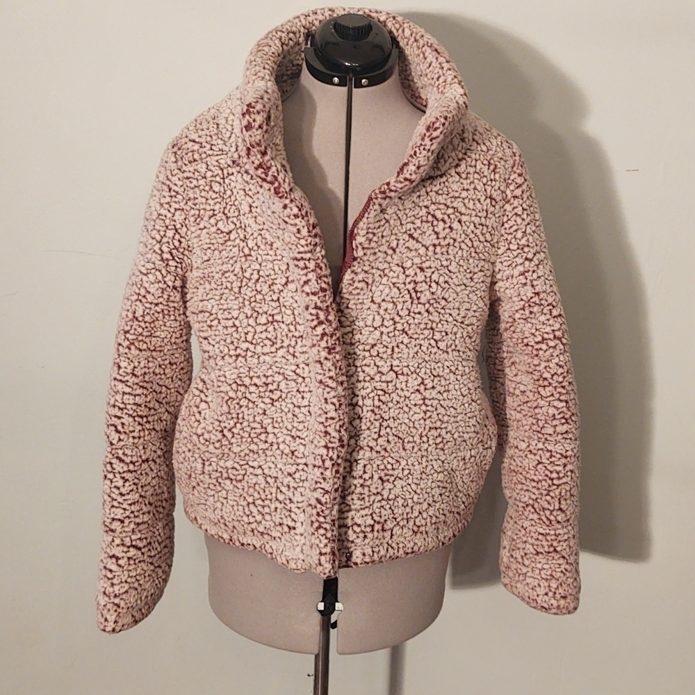 Say What White/Mauve Teddy Fleece Jacket Sz M